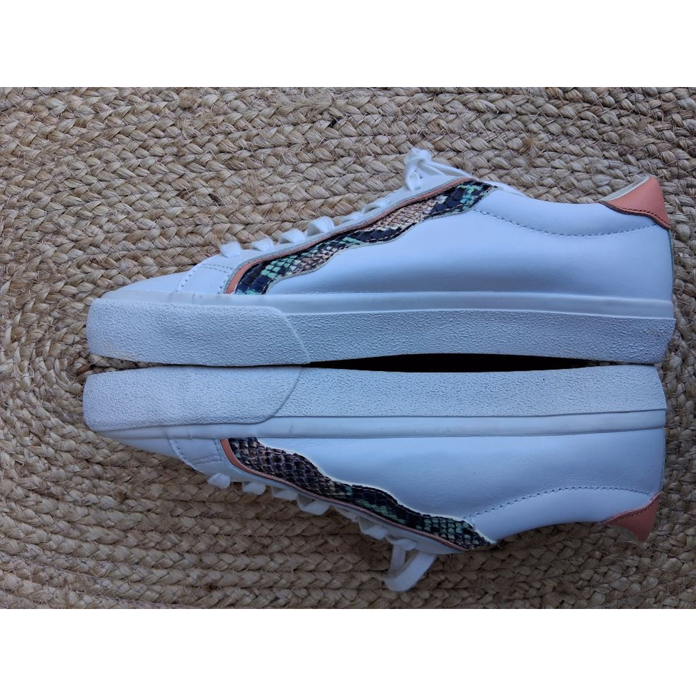 Madewell Sidewalk Low -Top Sneakers Sz 9.5 Snake Embossed Leather Wave EUC - Picture 10 of 13